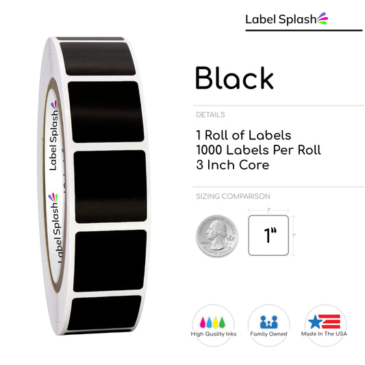 1" Square Color Stickers – 1000 Permanent Round Labels – Color Coding Square Stickers – Made in USA