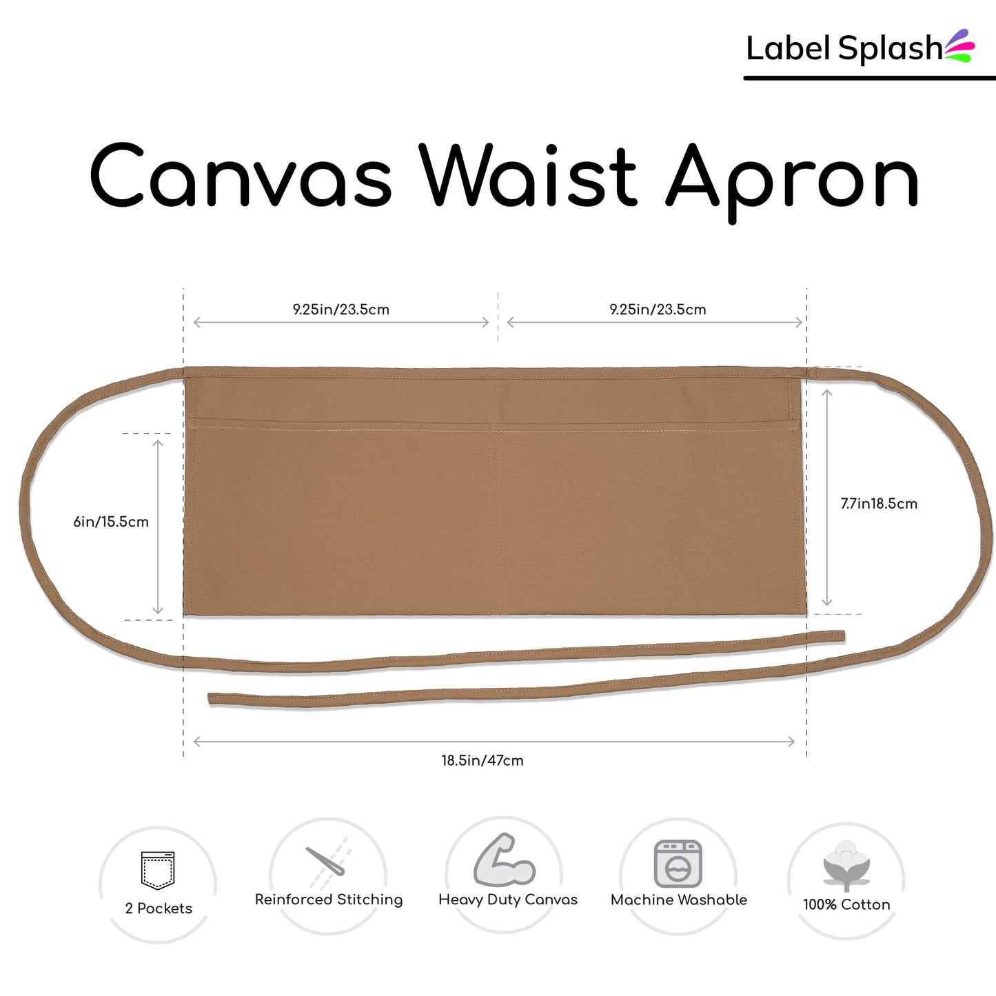 2 Pocket Canvas Waist Apron – 4 Pack | 3 Color Choices – Natural, Black & Caramel