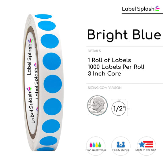 1/2" Color Dot Stickers – 1000 Permanent Round Labels – Color Coding Circle Stickers – Made in USA