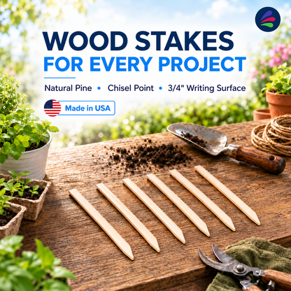 3/4" Wide Wooden Stakes – 12", 17.5" & 24" Garden, Marking, Survey & Construction – Made in USA
