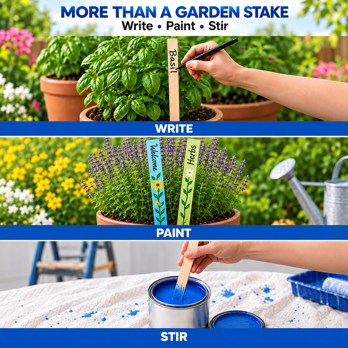 3/4" Wide Wooden Stakes – 12", 17.5" & 24" Garden, Marking, Survey & Construction – Made in USA