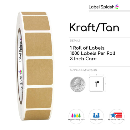 1" Square Color Stickers – 1000 Permanent Square Labels | Color Coding Square Stickers – Made in USA