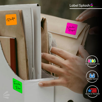 1" Square Color Stickers – 1000 Permanent Square Labels | Color Coding Square Stickers – Made in USA