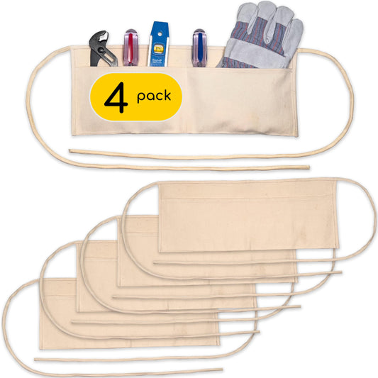 2 Pocket Canvas Waist Work Apron - 3 Color Choices 4 Pack & 12 Pack