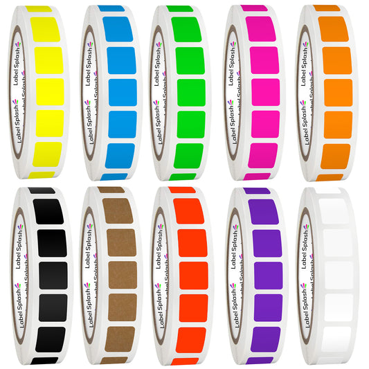 3/4" Square Color Stickers – 1000 Permanent Square Labels | Color Coding Square Stickers – Made in USA