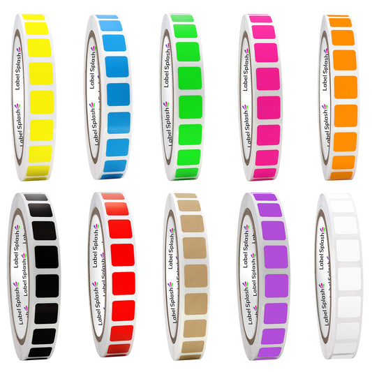 1/2" Square Color Stickers – 1000 Permanent Square Labels | Color Coding Square Stickers – Made in USA