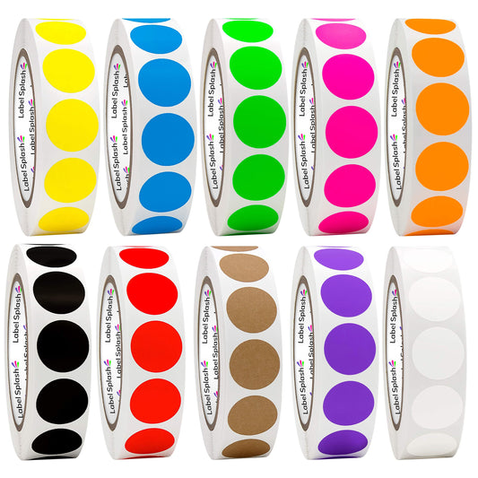 1" Color Dot Stickers – 1000 Permanent Round Labels | Color Coding Circle Stickers – Made in USA