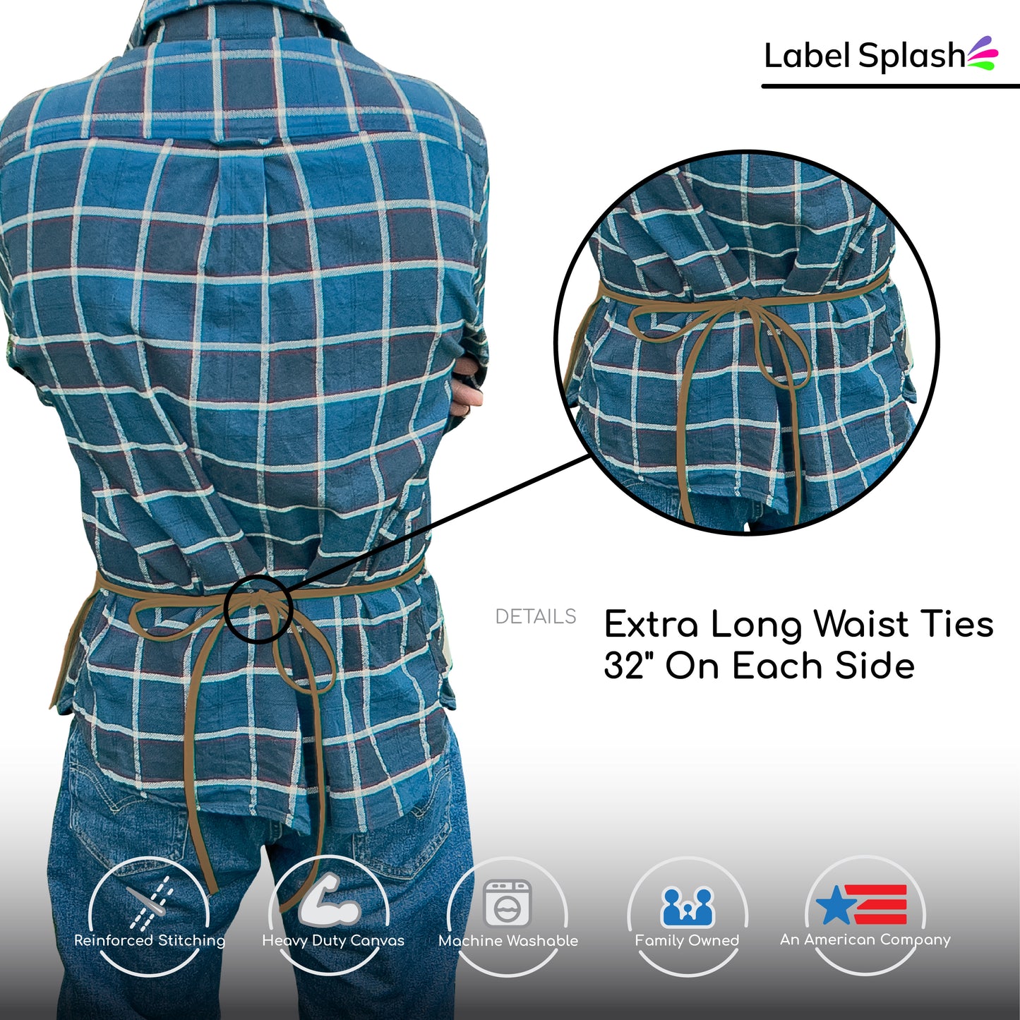 2 Pocket Canvas Waist Apron – 4 Pack | 3 Color Choices – Natural, Black & Caramel