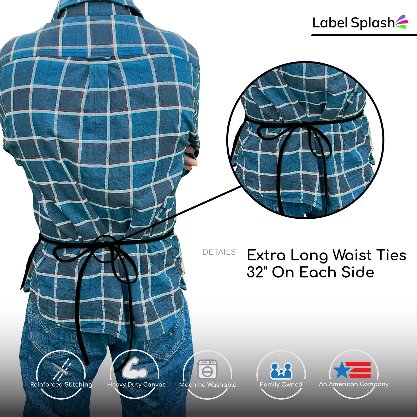 2 Pocket Canvas Waist Apron – 4 Pack | 3 Color Choices – Natural, Black & Caramel