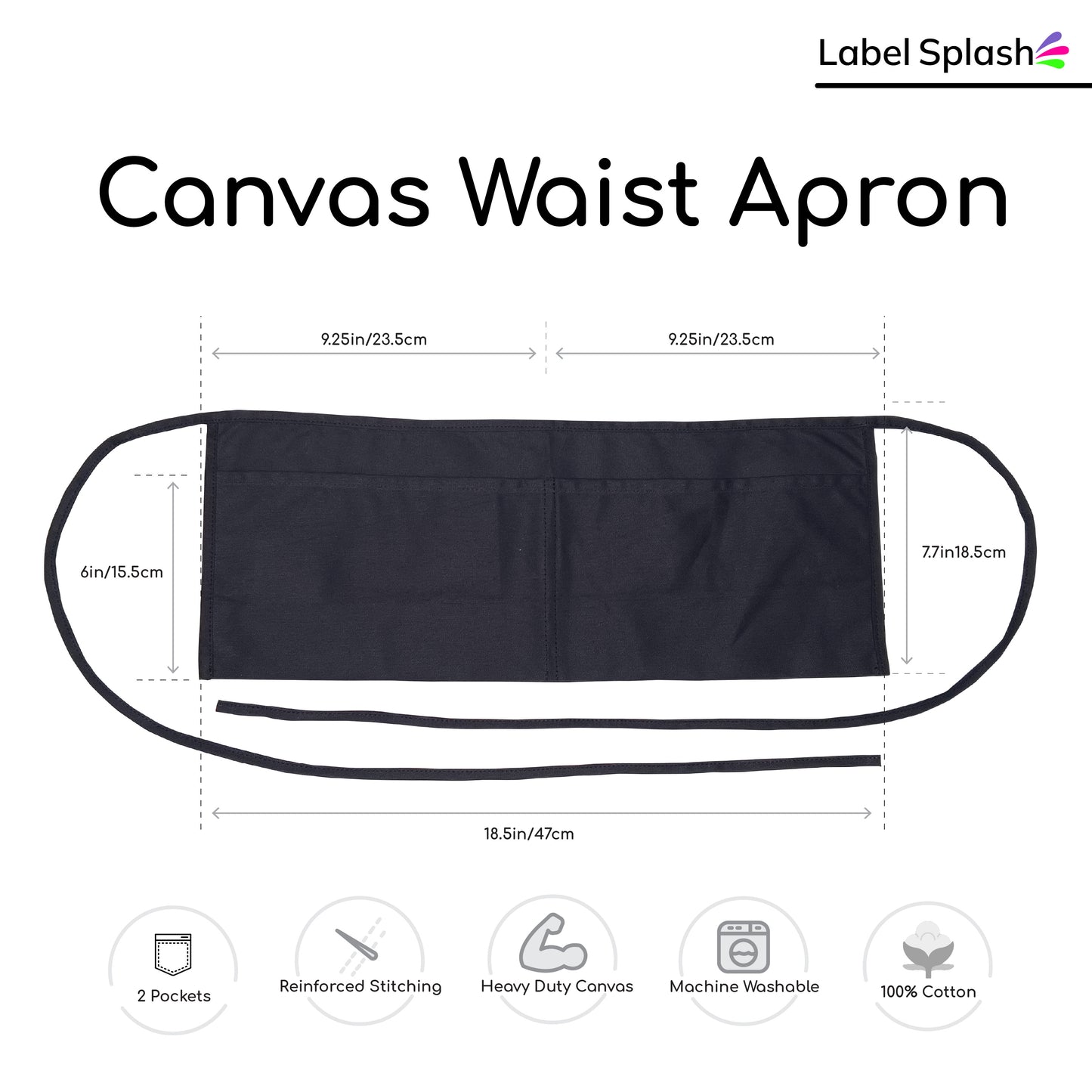 2 Pocket Canvas Waist Apron – 4 Pack | 3 Color Choices – Natural, Black & Caramel