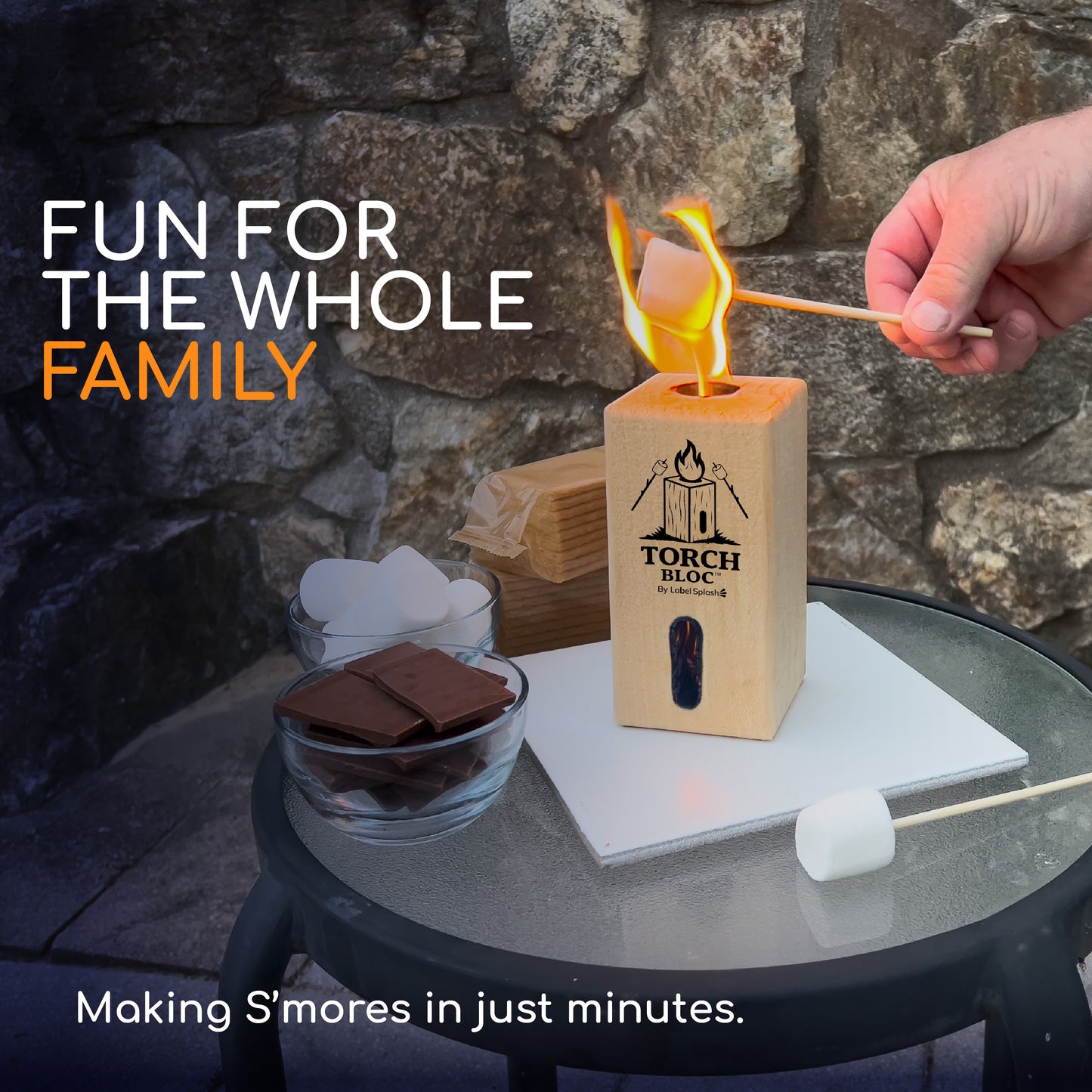 Swedish Torch Fire Log Campfire Logs for S’Mores & Fire Pits, Portable Mini Bonfire for Camping, Backyard, Kiln-Dried Wood, Made in USA