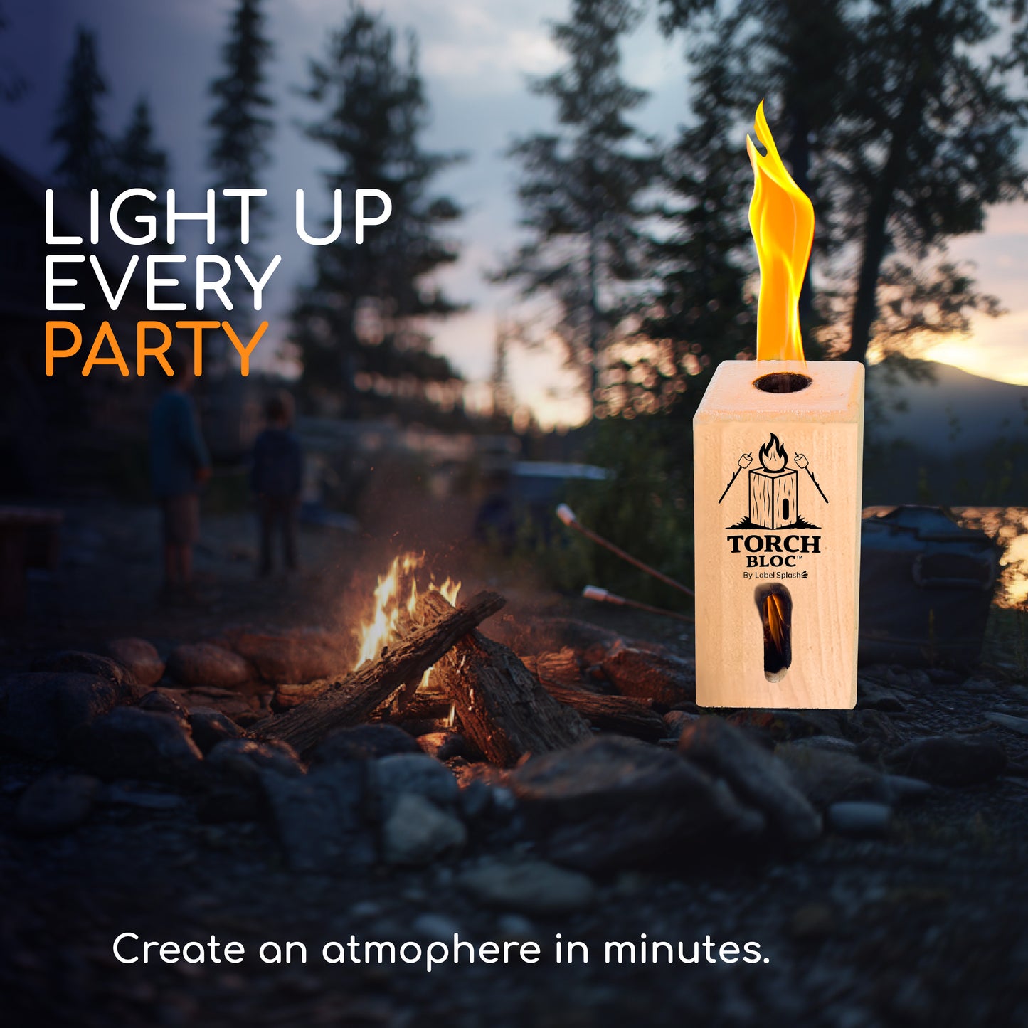 Swedish Torch Fire Log Campfire Logs for S’Mores & Fire Pits, Portable Mini Bonfire for Camping, Backyard, Kiln-Dried Wood, Made in USA