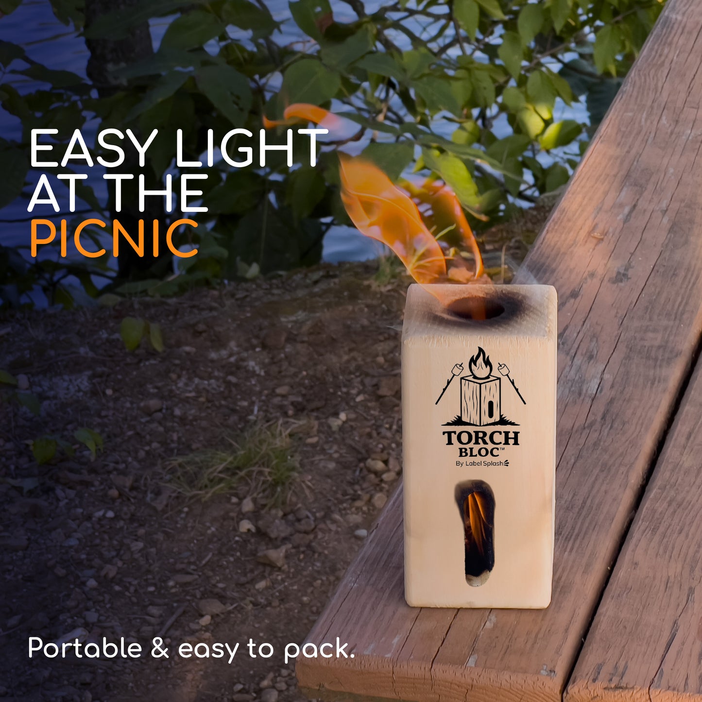 Swedish Torch Fire Log Campfire Logs for S’Mores & Fire Pits, Portable Mini Bonfire for Camping, Backyard, Kiln-Dried Wood, Made in USA