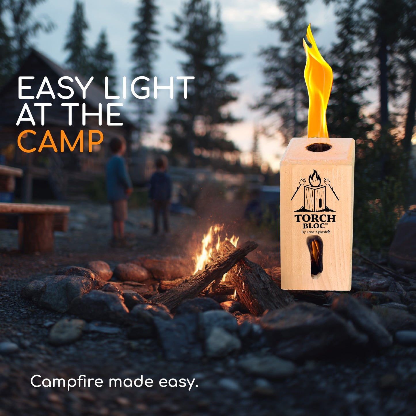 Swedish Torch Fire Log Campfire Logs for S’Mores & Fire Pits, Portable Mini Bonfire for Camping, Backyard, Kiln-Dried Wood, Made in USA