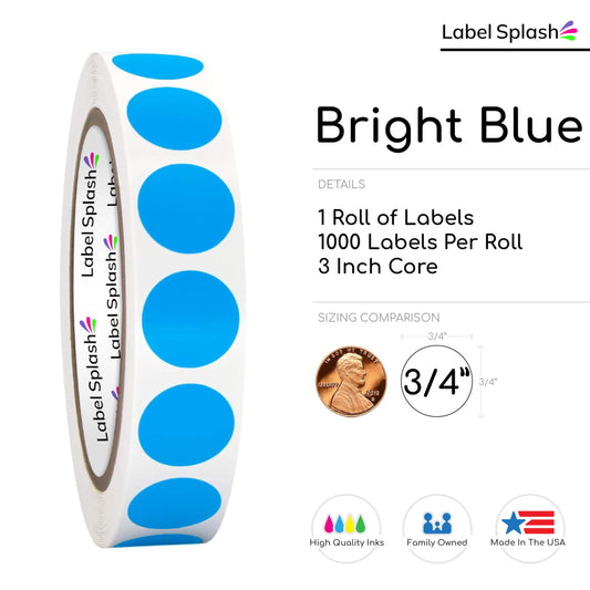 3/4" Color Dot Stickers – 1000 Permanent Round Labels – Color Coding Circle Stickers – Made in USA