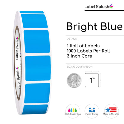 1" Square Color Stickers – 1000 Permanent Square Labels | Color Coding Square Stickers – Made in USA