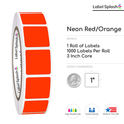 1" Square Color Stickers – 1000 Permanent Square Labels | Color Coding Square Stickers – Made in USA