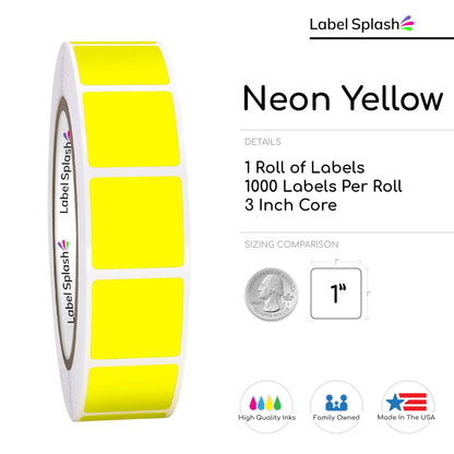1" Square Color Stickers – 1000 Permanent Square Labels | Color Coding Square Stickers – Made in USA